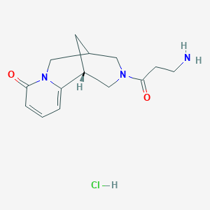 molecular formula C14H20ClN3O2 B8070585 (1R)-11-(3-aminopropanoyl)-7,11-diazatricyclo[7.3.1.02,7]trideca-2,4-dien-6-one;hydrochloride 