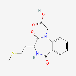 molecular formula C14H16N2O4S B8070609 2-[3-(2-Methylsulfanylethyl)-2,5-dioxo-3,4-dihydro-1,4-benzodiazepin-1-yl]acetic acid 