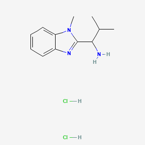 molecular formula C12H19Cl2N3 B8070618 2-Methyl-1-(1-methylbenzimidazol-2-yl)propan-1-amine;dihydrochloride 