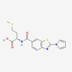 molecular formula C17H17N3O3S2 B8070658 (2S)-4-methylsulfanyl-2-[(2-pyrrol-1-yl-1,3-benzothiazole-6-carbonyl)amino]butanoic acid 