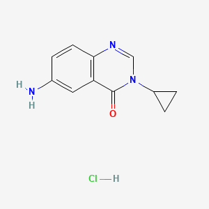 molecular formula C11H12ClN3O B8070702 6-Amino-3-cyclopropylquinazolin-4-one;hydrochloride 