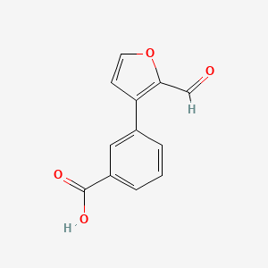 molecular formula C12H8O4 B8070781 3-(2-Formylfuran-3-YL)benzoic acid 