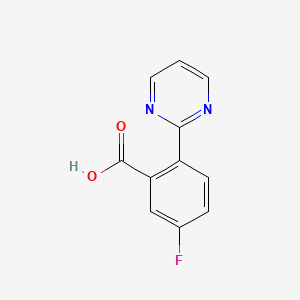 molecular formula C11H7FN2O2 B8070802 5-Fluoro-2-(pyrimidin-2-yl)benzoic acid 