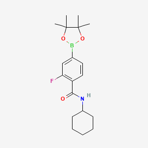 molecular formula C19H27BFNO3 B8070856 N-cyclohexyl-2-fluoro-4-(4,4,5,5-tetramethyl-1,3,2-dioxaborolan-2-yl)benzamide 