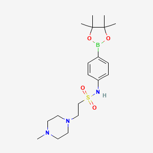 molecular formula C19H32BN3O4S B8070862 1-Piperazineethanesulfonamide, 4-methyl-N-[4-(4,4,5,5-tetramethyl-1,3,2-dioxaborolan-2-yl)phenyl]- 