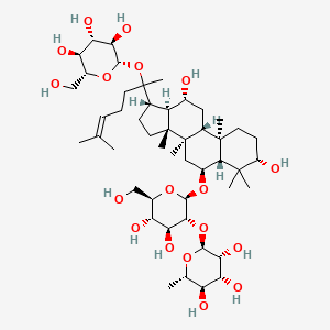 molecular formula C48H82O18 B8070897 (2S,3R,4R,5R,6S)-2-[(2R,3R,4S,5S,6R)-2-[[(3S,5R,6S,8R,9R,10R,12R,13R,14R,17S)-3,12-dihydroxy-4,4,8,10,14-pentamethyl-17-[6-methyl-2-[(2S,3R,4S,5S,6R)-3,4,5-trihydroxy-6-(hydroxymethyl)oxan-2-yl]oxyhept-5-en-2-yl]-2,3,5,6,7,9,11,12,13,15,16,17-dodecahydro-1H-cyclopenta[a]phenanthren-6-yl]oxy]-4,5-dihydroxy-6-(hydroxymethyl)oxan-3-yl]oxy-6-methyloxane-3,4,5-triol 