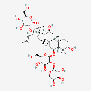 molecular formula C47H80O18 B8070900 (2S,3R,4S,5S,6R)-2-[2-[(3S,5R,6S,8R,9R,10R,12R,13R,14R,17S)-6-[(2R,3R,4S,5S,6R)-4,5-dihydroxy-6-(hydroxymethyl)-3-[(2S,3R,4S,5R)-3,4,5-trihydroxyoxan-2-yl]oxyoxan-2-yl]oxy-3,12-dihydroxy-4,4,8,10,14-pentamethyl-2,3,5,6,7,9,11,12,13,15,16,17-dodecahydro-1H-cyclopenta[a]phenanthren-17-yl]-6-methylhept-5-en-2-yl]oxy-6-(hydroxymethyl)oxane-3,4,5-triol 