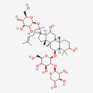 (2S,3R,4S,5S,6R)-2-[2-[(3S,5R,6S,8R,9R,10R,12R,13R,14R,17S)-6-[(2R,3R,4S,5S,6R)-4,5-dihydroxy-6-(hydroxymethyl)-3-[(2S,3R,4S,5R)-3,4,5-trihydroxyoxan-2-yl]oxyoxan-2-yl]oxy-3,12-dihydroxy-4,4,8,10,14-pentamethyl-2,3,5,6,7,9,11,12,13,15,16,17-dodecahydro-1H-cyclopenta[a]phenanthren-17-yl]-6-methylhept-5-en-2-yl]oxy-6-(hydroxymethyl)oxane-3,4,5-triol