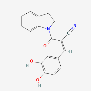 molecular formula C18H14N2O3 B8070952 (Z)-2-(2,3-dihydroindole-1-carbonyl)-3-(3,4-dihydroxyphenyl)prop-2-enenitrile 