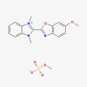 molecular formula C18H19N3O6S B8070993 2-(6-Methoxy-1,3-benzoxazol-2-yl)-1,3-dimethyl-1h-3,1-benzimidazol-3-ium methyl sulfate CAS No. 66371-08-2