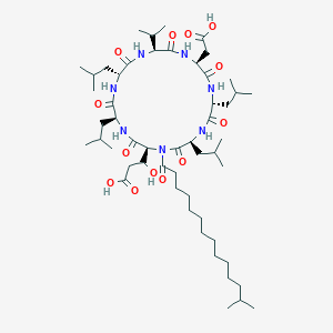 Cyclo(L-alpha-aspartyl-D-leucyl-L-leucyl-3-hydroxy-13-methyltetradecanoyl-L-alpha-glutamyl-L-leucyl-D-leucyl-L-valyl)