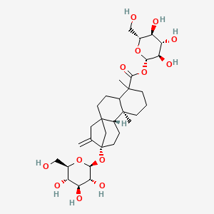 molecular formula C32H50O13 B8071285 [(2S,3R,4S,5S,6R)-3,4,5-trihydroxy-6-(hydroxymethyl)oxan-2-yl] (9S,10R,13S)-5,9-dimethyl-14-methylidene-13-[(2S,3R,4S,5S,6R)-3,4,5-trihydroxy-6-(hydroxymethyl)oxan-2-yl]oxytetracyclo[11.2.1.01,10.04,9]hexadecane-5-carboxylate 