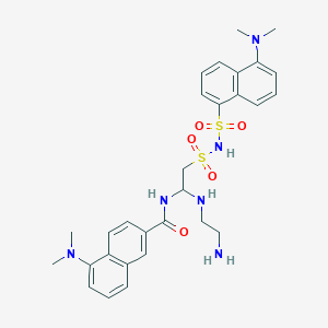 molecular formula C29H36N6O5S2 B8071374 N-(1-((2-Aminoethyl)amino)-2-(N-((5-(dimethylamino)naphthalen-1-yl)sulfonyl)sulfamoyl)ethyl)-5-(dimethylamino)-2-naphthamide 