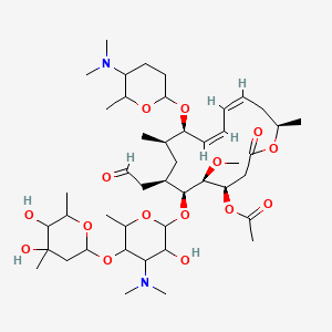 molecular formula C45H76N2O15 B8071422 [(4R,5S,6S,7R,9R,10R,11Z,13Z,16R)-6-[5-(4,5-dihydroxy-4,6-dimethyloxan-2-yl)oxy-4-(dimethylamino)-3-hydroxy-6-methyloxan-2-yl]oxy-10-[5-(dimethylamino)-6-methyloxan-2-yl]oxy-5-methoxy-9,16-dimethyl-2-oxo-7-(2-oxoethyl)-1-oxacyclohexadeca-11,13-dien-4-yl] acetate 