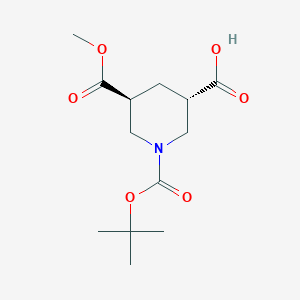 molecular formula C13H21NO6 B8071488 trans-1-[(Tert-butoxy)carbonyl]-5-(methoxycarbonyl)piperidine-3-carboxylic acid CAS No. 595555-71-8