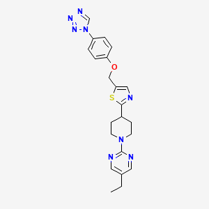 molecular formula C22H24N8OS B8071637 2-[1-(5-Ethylpyrimidin-2-yl)piperidin-4-yl]-5-[[4-(tetrazol-1-yl)phenoxy]methyl]-1,3-thiazole 