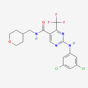 molecular formula C18H17Cl2F3N4O2 B8071644 2-(3,5-dichlorophenylamino)-4-trifluoromethylpyrimidine-5-carboxylic acid N-(tetrahydropyran-4-ylmethyl)amide 