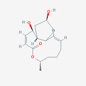 molecular formula C16H24O4 B8071659 4H-Cyclopent[f]oxacyclotridecin-4-one,1,6,7,8,9,11a,12,13,14,14a-decahydro-1,13-dihydroxy-6-methyl-,(1R,2E,6S,10E,11aS,13S,14aR)- 