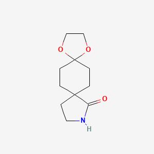molecular formula C11H17NO3 B8071733 1,4-Dioxa-10-azadispiro[4.2.4.2]tetradecan-9-one 