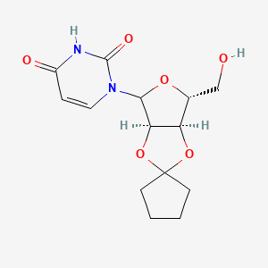 molecular formula C14H18N2O6 B8071755 1-[(3Ar,6R,6aR)-6-(hydroxymethyl)spiro[3a,4,6,6a-tetrahydrofuro[3,4-d][1,3]dioxole-2,1'-cyclopentane]-4-yl]pyrimidine-2,4-dione 