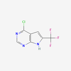molecular formula C7H3ClF3N3 B8071796 4-氯-6-(三氟甲基)-7H-吡咯并[2,3-d]嘧啶 
