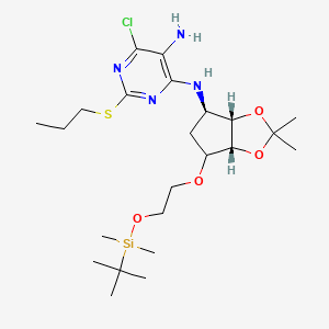 4-N-[(3aR,6R,6aS)-4-[2-[tert-butyl(dimethyl)silyl]oxyethoxy]-2,2-dimethyl-4,5,6,6a-tetrahydro-3aH-cyclopenta[d][1,3]dioxol-6-yl]-6-chloro-2-propylsulfanylpyrimidine-4,5-diamine