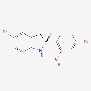 molecular formula C14H11Br2NO B8071955 (R)-5-溴-2-(5-溴吲哚啉-2-基)苯酚 