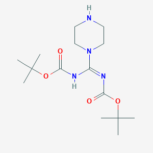 molecular formula C15H28N4O4 B8071965 (Z)-tert-Butyl (((tert-butoxycarbonyl)amino)(piperazin-1-yl)methylene)carbamate 