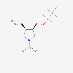 molecular formula C17H35NO4Si B8072060 (3S,4S)-tert-butyl 3-(((tert-butyldimethylsilyl)oxy)methyl)-4-(hydroxymethyl)pyrrolidine-1-carboxylate 