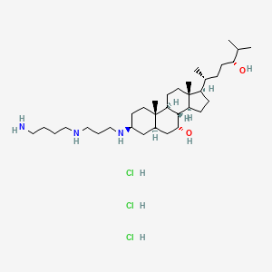 molecular formula C34H68Cl3N3O2 B8072216 (3S,5R,7R,8R,9S,10S,13R,14S,17R)-3-((3-((4-Aminobutyl)amino)propyl)amino)-17-((2R,5R)-5-hydroxy-6-methylheptan-2-YL)-10,13-dimethylhexadecahydro-1H-cyclopenta[A]phenanthren-7-OL 3hcl 