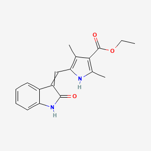 molecular formula C18H18N2O3 B8072259 ethyl 2,4-dimethyl-5-[(2-oxo-1H-indol-3-ylidene)methyl]-1H-pyrrole-3-carboxylate 
