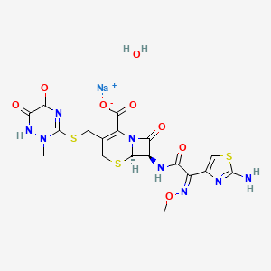 sodium;(6R,7R)-7-[[(2Z)-2-(2-amino-1,3-thiazol-4-yl)-2-methoxyiminoacetyl]amino]-3-[(2-methyl-5,6-dioxo-1H-1,2,4-triazin-3-yl)sulfanylmethyl]-8-oxo-5-thia-1-azabicyclo[4.2.0]oct-2-ene-2-carboxylate;hydrate