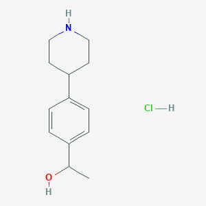 molecular formula C13H20ClNO B8072426 1-(4-(Piperidin-4-yl)phenyl)ethanol hydrochloride 