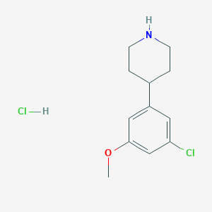 molecular formula C12H17Cl2NO B8072439 4-(3-Chloro-5-methoxyphenyl)piperidine hydrochloride 