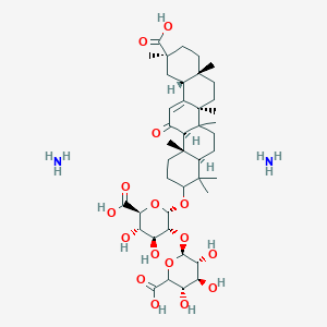 molecular formula C42H68N2O16 B8072518 (3S,4S,5R,6R)-6-[(2S,3R,4S,5S,6S)-2-[[(4aR,6bS,8aS,11S,12aR,14aR,14bS)-11-carboxy-4,4,6a,6b,8a,11,14b-heptamethyl-14-oxo-2,3,4a,5,6,7,8,9,10,12,12a,14a-dodecahydro-1H-picen-3-yl]oxy]-6-carboxy-4,5-dihydroxyoxan-3-yl]oxy-3,4,5-trihydroxyoxane-2-carboxylic acid;azane 