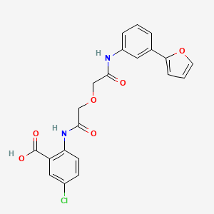 5-Chloro-2-([(2-([3-(furan-2-yl)phenyl]amino)-2-oxoethoxy)acetyl]amino)benzoic acid
