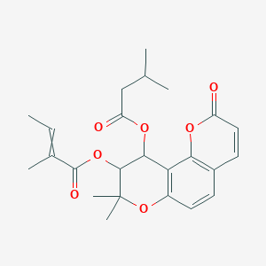 molecular formula C24H28O7 B8072606 [8,8-Dimethyl-10-(3-methylbutanoyloxy)-2-oxo-9,10-dihydropyrano[2,3-f]chromen-9-yl] 2-methylbut-2-enoate 