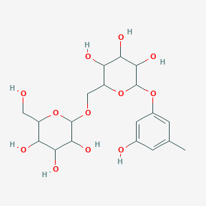 molecular formula C19H28O12 B8072625 2-(Hydroxymethyl)-6-[[3,4,5-trihydroxy-6-(3-hydroxy-5-methylphenoxy)oxan-2-yl]methoxy]oxane-3,4,5-triol 