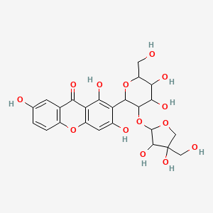 molecular formula C24H26O14 B8072630 2-[3-[3,4-Dihydroxy-4-(hydroxymethyl)oxolan-2-yl]oxy-4,5-dihydroxy-6-(hydroxymethyl)oxan-2-yl]-1,3,7-trihydroxyxanthen-9-one 