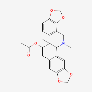 molecular formula C23H23NO6 B8072632 (13,24-Dimethyl-5,7,18,20-tetraoxa-24-azahexacyclo[11.11.0.02,10.04,8.014,22.017,21]tetracosa-2,4(8),9,14(22),15,17(21)-hexaen-12-yl) acetate 