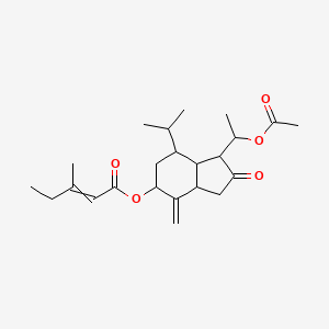 molecular formula C23H34O5 B8072638 [1-(1-acetyloxyethyl)-4-methylidene-2-oxo-7-propan-2-yl-3,3a,5,6,7,7a-hexahydro-1H-inden-5-yl] 3-methylpent-2-enoate 