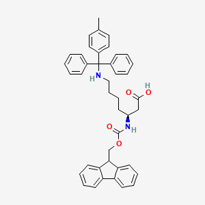 molecular formula C42H42N2O4 B8072688 (3S)-3-(9H-fluoren-9-ylmethoxycarbonylamino)-7-[[(4-methylphenyl)-diphenylmethyl]amino]heptanoic acid 