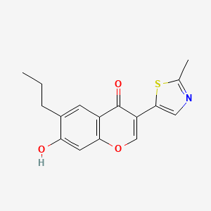 molecular formula C16H15NO3S B8072812 7-Hydroxy-3-(2-methyl-1,3-thiazol-5-yl)-6-propylchromen-4-one 