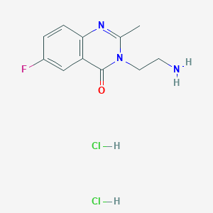 molecular formula C11H14Cl2FN3O B8072822 3-(2-Aminoethyl)-6-fluoro-2-methylquinazolin-4-one;dihydrochloride 