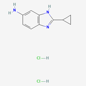 molecular formula C10H13Cl2N3 B8072829 2-Cyclopropyl-3H-benzimidazol-5-amine;dihydrochloride 