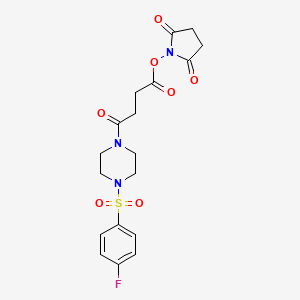 molecular formula C18H20FN3O7S B8072889 (2,5-Dioxopyrrolidin-1-yl) 4-[4-(4-fluorophenyl)sulfonylpiperazin-1-yl]-4-oxobutanoate 