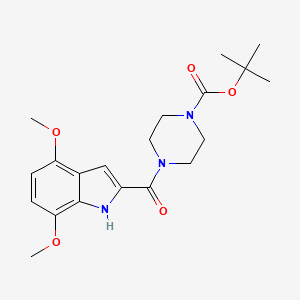 molecular formula C20H27N3O5 B8072902 tert-butyl 4-(4,7-dimethoxy-1H-indole-2-carbonyl)piperazine-1-carboxylate 