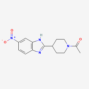 molecular formula C14H16N4O3 B8072907 1-[4-(6-nitro-1H-benzimidazol-2-yl)piperidin-1-yl]ethanone 