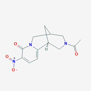 molecular formula C13H15N3O4 B8072967 (1S)-11-acetyl-5-nitro-7,11-diazatricyclo[7.3.1.02,7]trideca-2,4-dien-6-one 