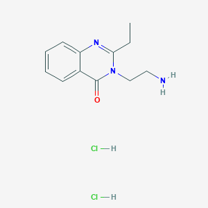molecular formula C12H17Cl2N3O B8073001 3-(2-Aminoethyl)-2-ethylquinazolin-4-one;dihydrochloride 